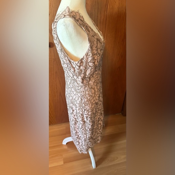 NWT Eliza J Womens Tulip Hem Dress Blush Pink Lace V Neck Lined Cocktail - Picture 4 of 16